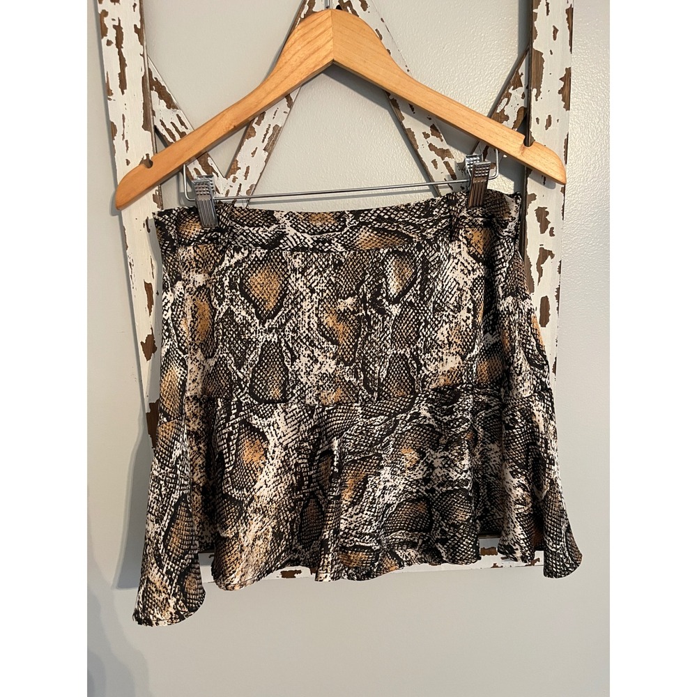 Zara Snakeskin Silky Mini Skirt Skort Size Large NWT